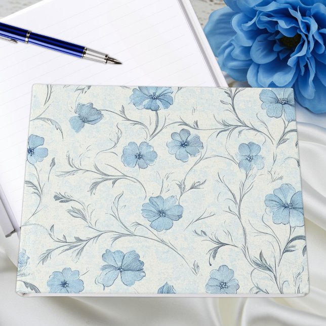 Livre D'or Elégant Floral Dusty Bleu Pays Jardin Mariage (Créateur téléchargé)