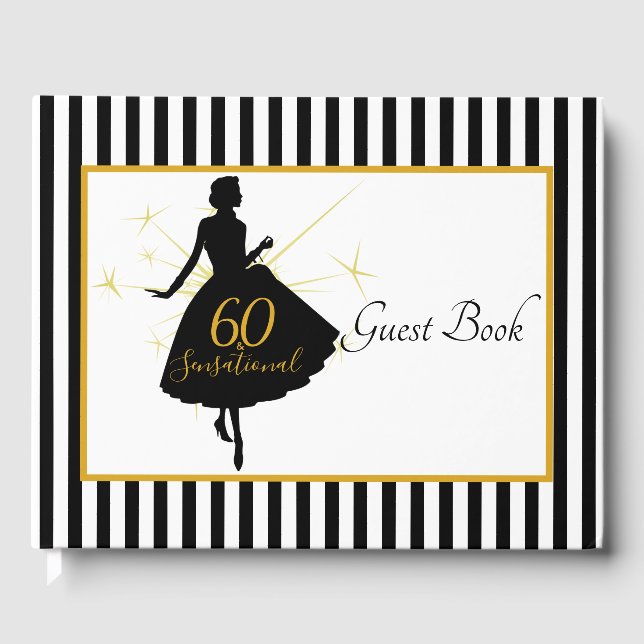 Livre D'or Elégant Gold Black 60e anniversaire fête (Recto)