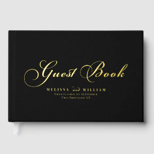 Livre D'or Elegant Gold Foil Script Modern Black Wedding