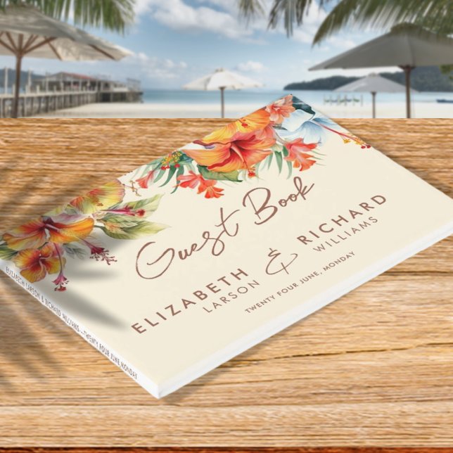 Livre D'or Élégant Hibiscus Fleur Tropical Floral Mariage (Créateur téléchargé)