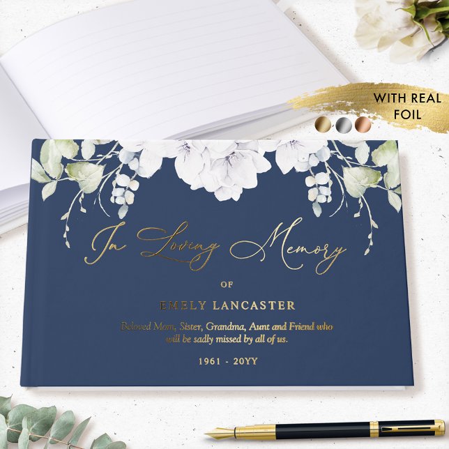 Livre D'or Élégant huile dans la mémoire d'amour Blanc Floral (Créateur téléchargé)