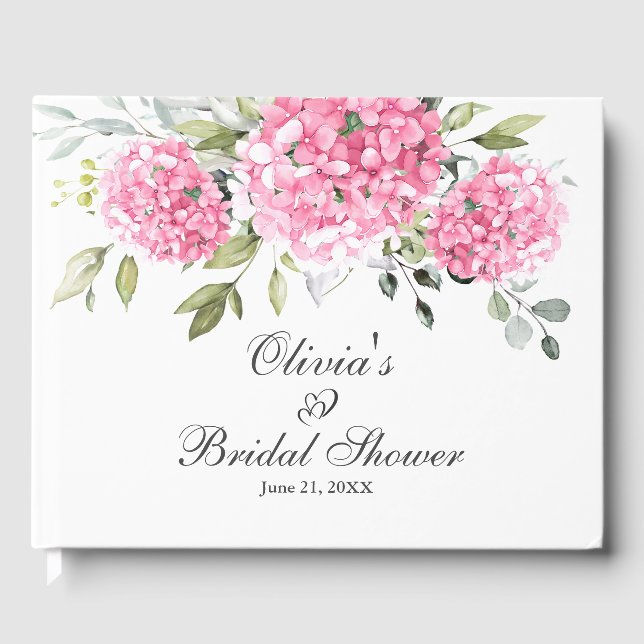 Livre D'or Élégant Hydrangea Rose Eucalyptus Baby Shower (Recto)