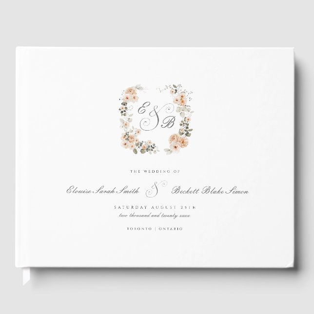 Livre D'or Elégant Jardin de pêche Mariage floral (Recto)