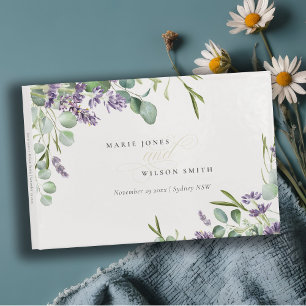 Livre D'or Élégant Lavande Eucalyptus Mariage de feuillage fe