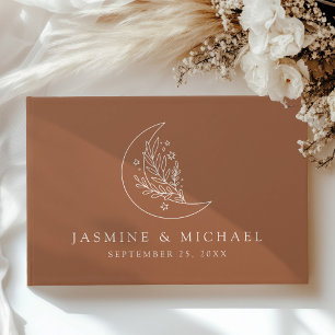Livre D'or Elegant Lune et Stars Terracotta Mariage photo