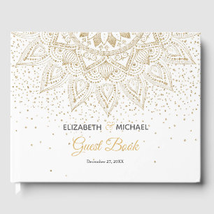 Livre D'or Elégant Mandala Confetti Design Or