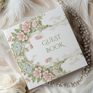 Livre D'or Elégant Mariage Art Nouveau Hydrangea