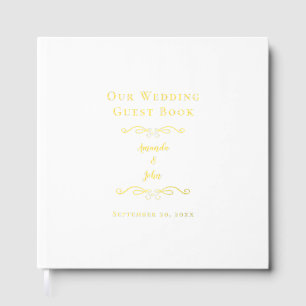 Livre D'or Élégant Mariage Calligraphie Script Classic Gold