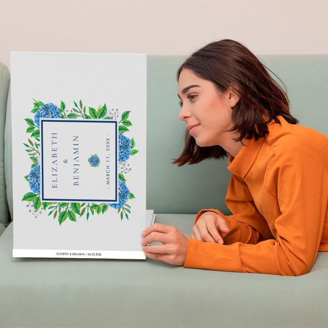 Livre D'or Élégant Mariage d'aquarelle Blue Hydrangeas (Créateur téléchargé)