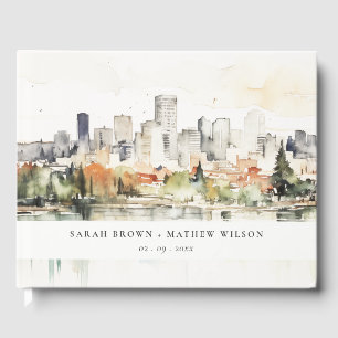Livre D'or Élégant Mariage d'aquarelle de Portland Oregon Sky