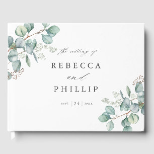 Livre D'or Elégant Mariage d'aquarelle Eucalyptus