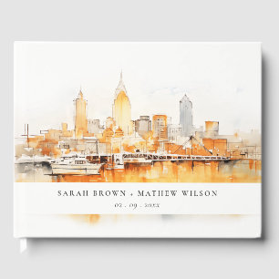 Livre D'or Élégant Mariage d'aquarelle Skyline de Nashville C
