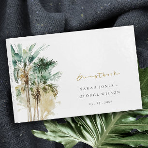 Livre D'or Elégant Mariage d'aquarelle tropicale palmiers