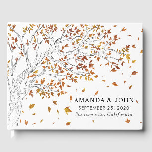 Livre D'or Élégant Mariage d'arbre esquissé automne