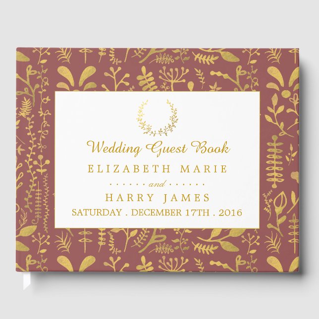 Livre D'or Élégant Mariage de couronne dorée (Recto)