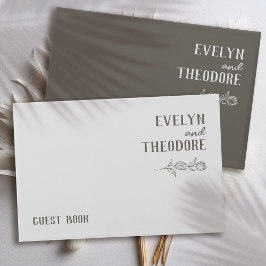 Livre D'or Élégant Mariage de Fleur d'Art Neutre Line