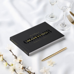 Livre D'or Élégant Mariage de la typographie de l'or au charb