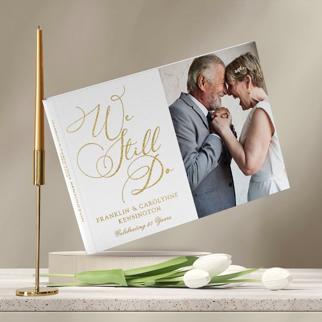 Livre D'or Elégant Mariage de l'huile d'or Anniversaire Vow R (Real Gold Foil Modern Guestbook)