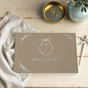 Livre D'or Élégant Mariage de monogramme à main et à ruban