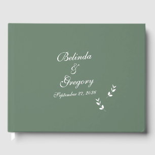 Livre D'or Élégant Mariage de script en vert d'olive Sage for