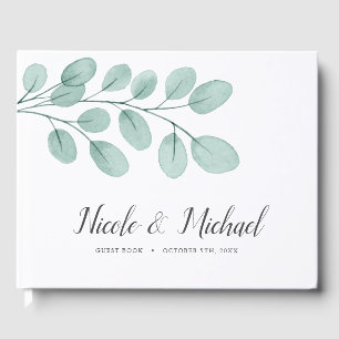 Livre D'or Elégant Mariage Eucalyptus aquarelle
