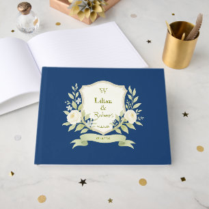 Livre D'or Élégant Mariage Floral Crest