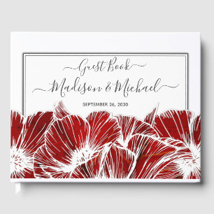 Livre D'or Élégant Mariage floral de pavot rouge