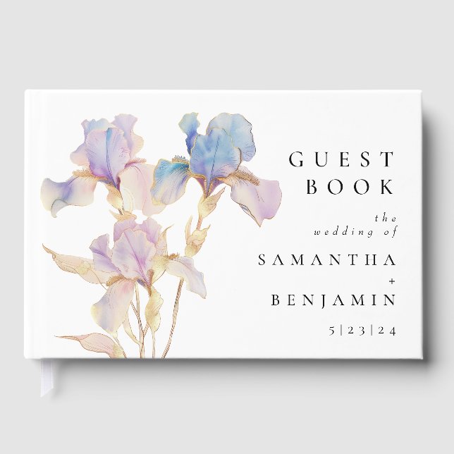 Livre D'or Élégant Mariage floral Iris (Recto)