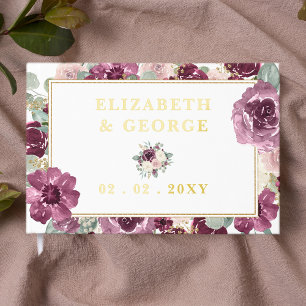 Livre D'or Élégant Mariage Floral Plum Gold moderne