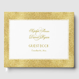 Livre D'or Elégant Mariage frontière or et blanc
