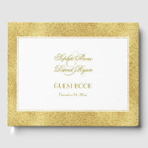 Livre D'or Elégant Mariage frontière or et blanc