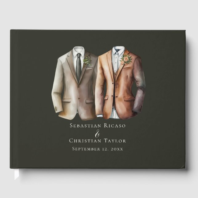 Livre D'or Elégant Mariage gay deux pièces en costume (Recto)