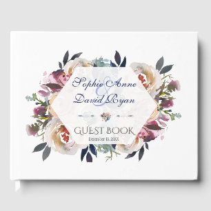 Livre D'or Élégant Mariage géométrique bleu rose rose pâle