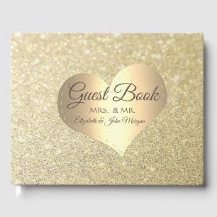 Livre D'or Elégant mariage Gold Heart Parties scintillant Bok
