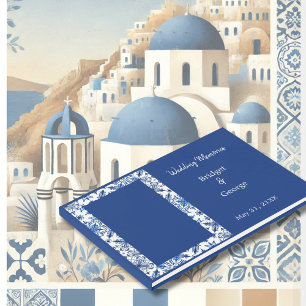 Livre D'or Elégant Mariage grec bleu et blanc