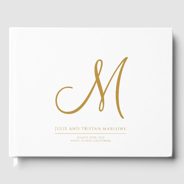Livre D'or Élégant Mariage initial de script or (Recto)