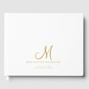 Livre D'or Élégant Mariage initial de script or