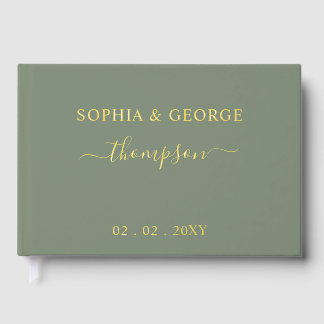 Livre D'or Élégant Mariage moderne Sage Gold