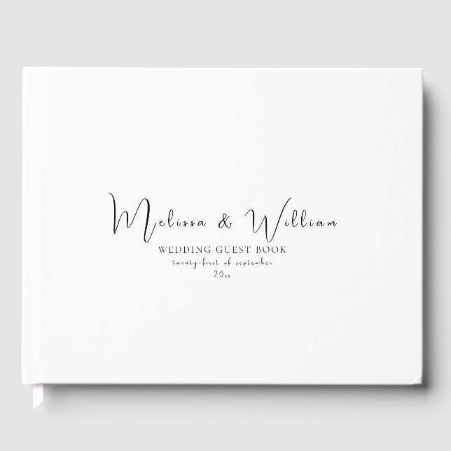Livre D'or Élégant Mariage noir et blanc simple (Recto)