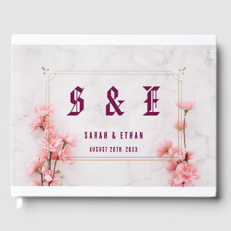 Livre D'or Élégant Mariage Sakura rose fleuri cerisier
