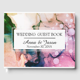 Livre D'or *~* Elégant Mer Turquoise rose Aquarelle Mariage