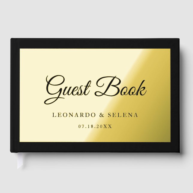 Livre D'or Elegant Minimal Black and Gold Wedding (Recto)