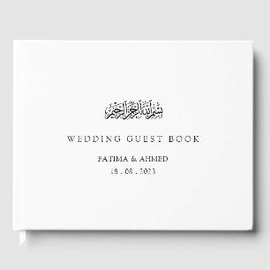 Livre D'or Élégant minimal blanc noir Script Mariage musulman