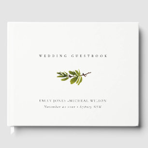 Livre D'or Élégant minimal Mariage simple à branches de pin v