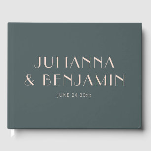 Livre D'or Élégant minimaliste Turquoise et Mariage blanc