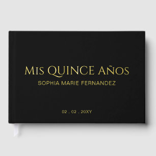 Livre D'or Elégant moderne Black Gold Photo Quinceañera
