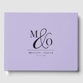 Livre D'or Élégant Monogramme Mariage Lavande