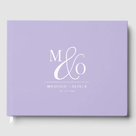 Livre D'or Élégant Monogramme Mariage Lavande