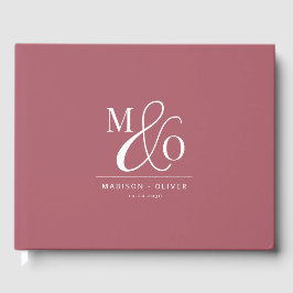 Livre D'or Élégant Monogramme Mariage Terracotta