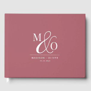 Livre D'or Élégant Monogramme Mariage Terracotta